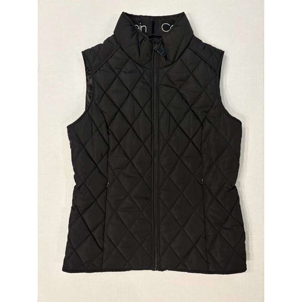 Calvin Klein Black Quilted Puffer Vest Full Zip Women’s Size M